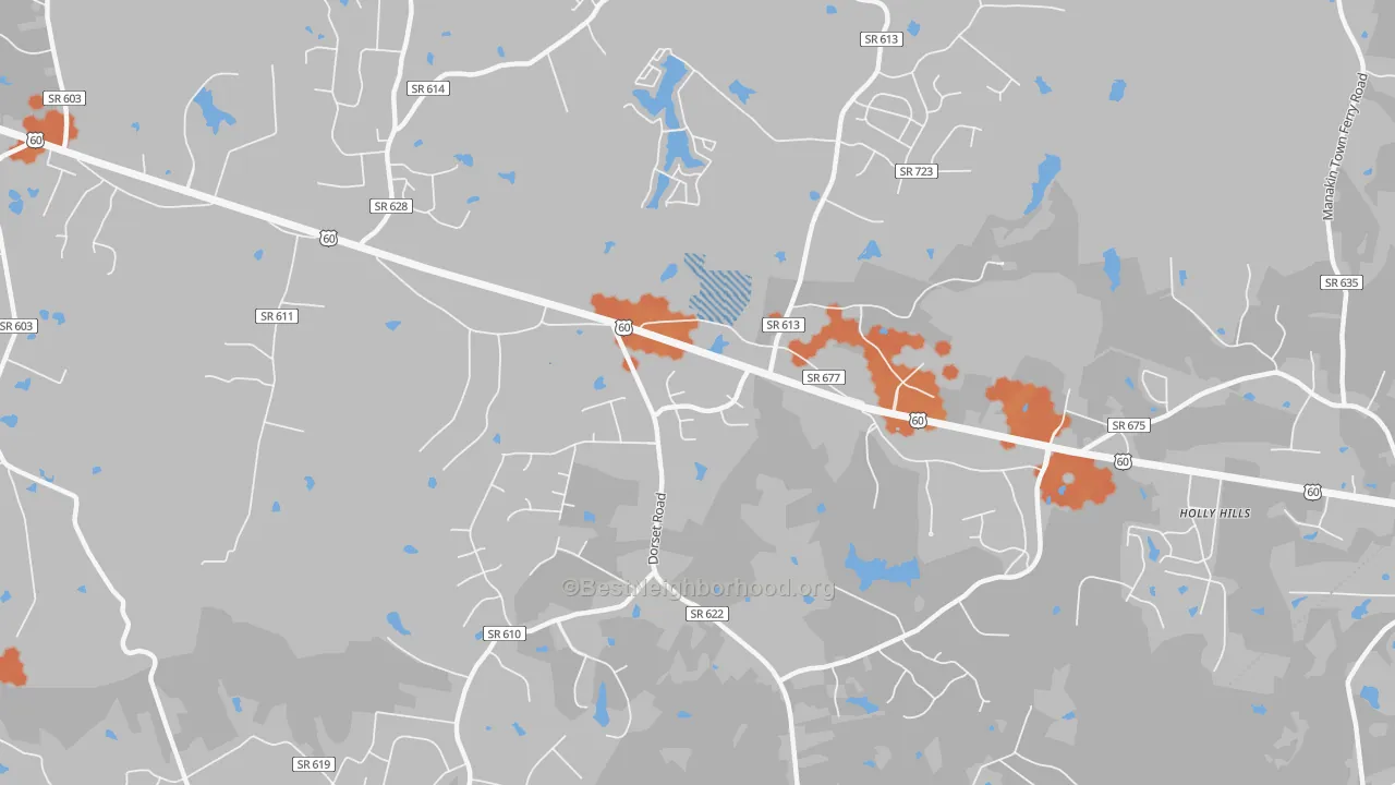Bike Grade map of Flat Rock, VA