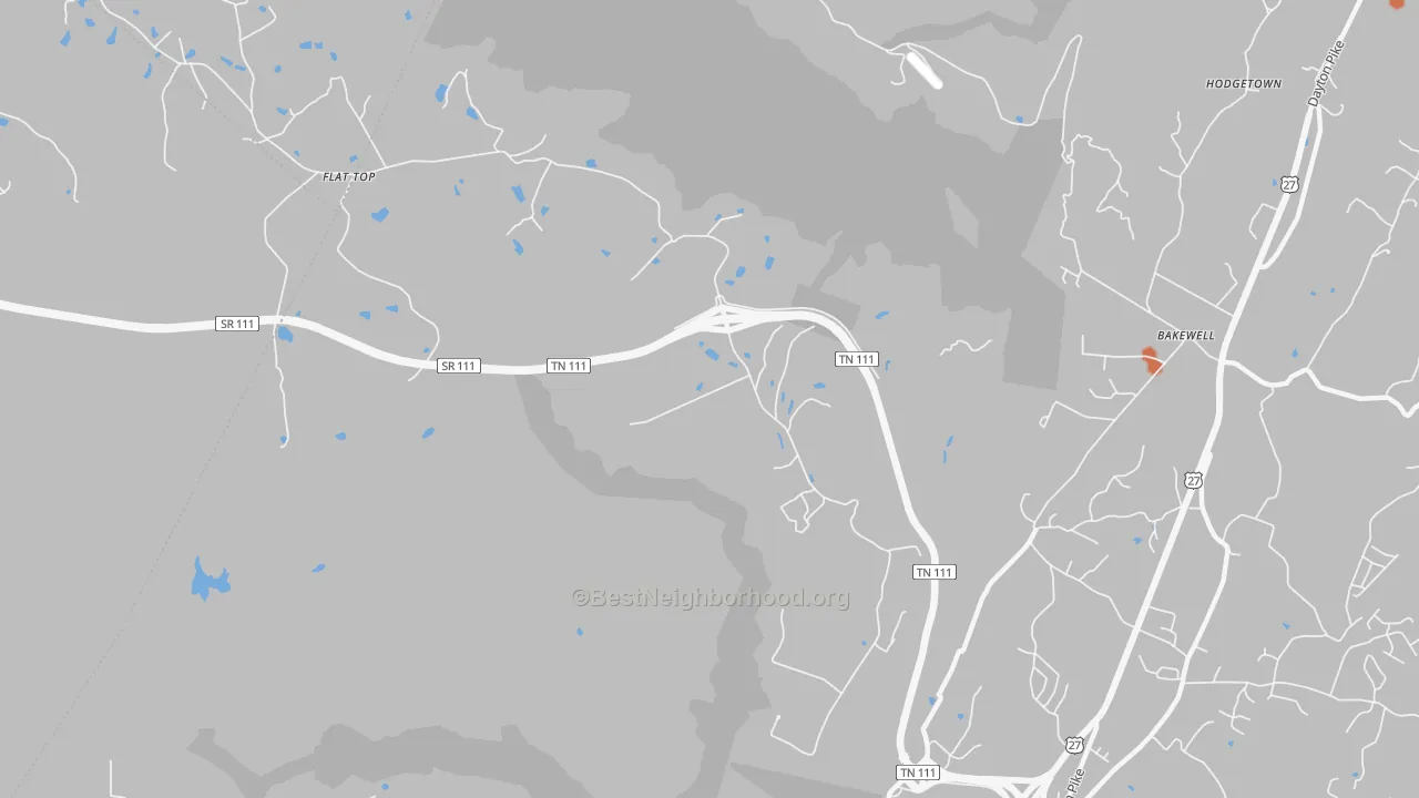 Bike Grade map of Flat Top Mountain, TN