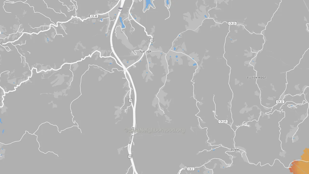 Bike Grade map of Flat Top, WV