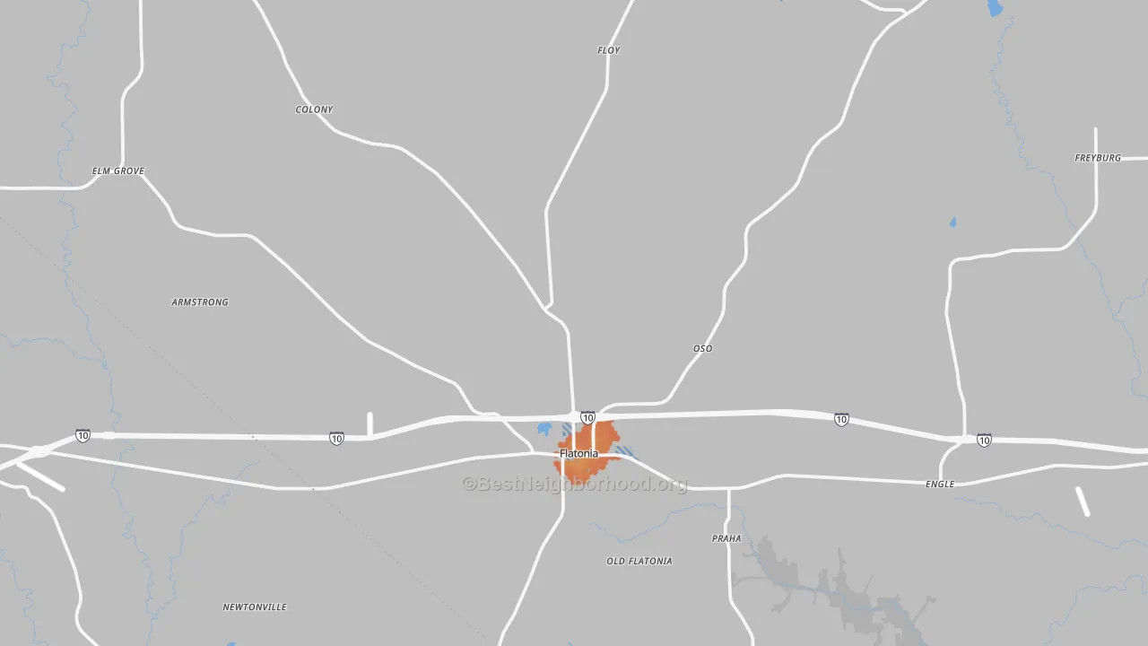 Bike Grade map of Flatonia, TX