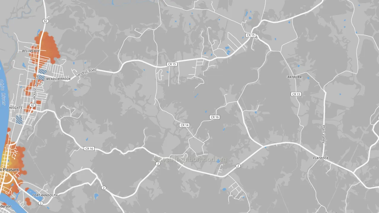 Bike Grade map of Flatrock, WV