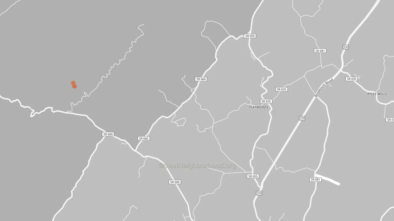 Bike Grade map of Flatwoods, VA