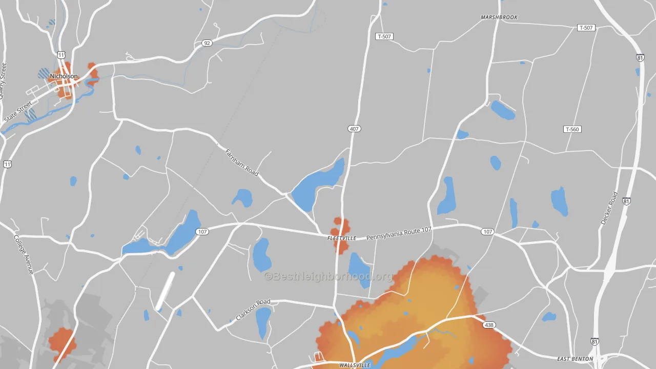 Bike Grade map of Fleetville, PA