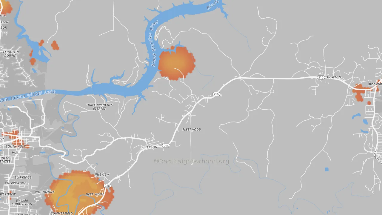 Bike Grade map of Fleetwood, AL