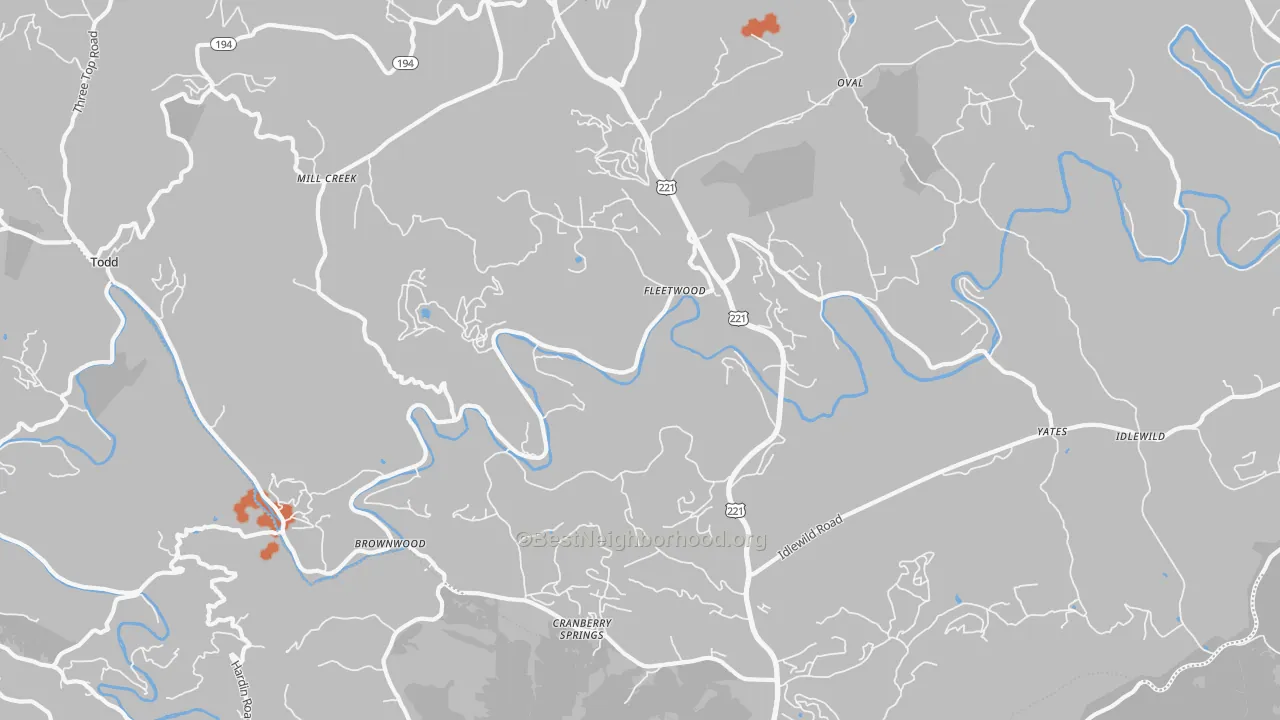 Bike Grade map of Fleetwood, NC