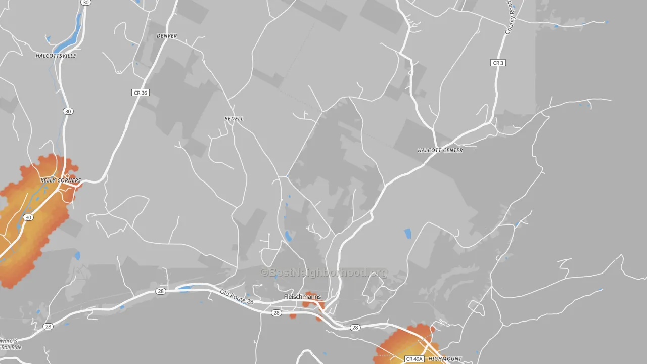 Bike Grade map of Fleischmanns, NY