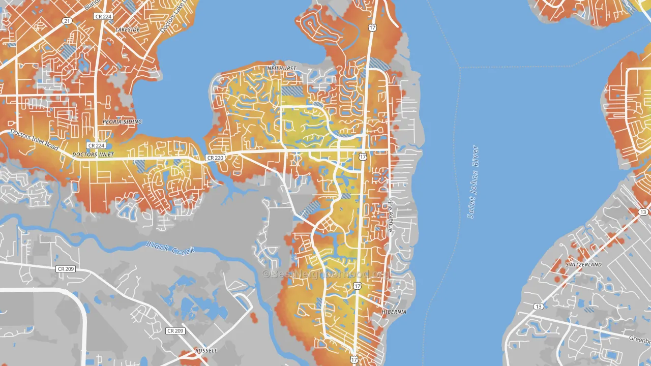 Bike Grade map of Fleming Island, FL