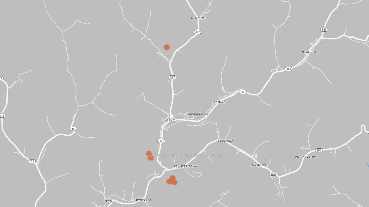 Bike Grade map of Fleming-Neon, KY