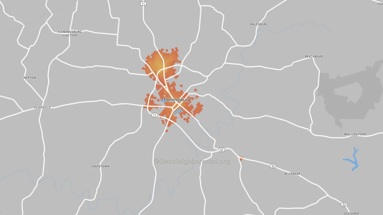 Bike Grade map of Flemingsburg, KY