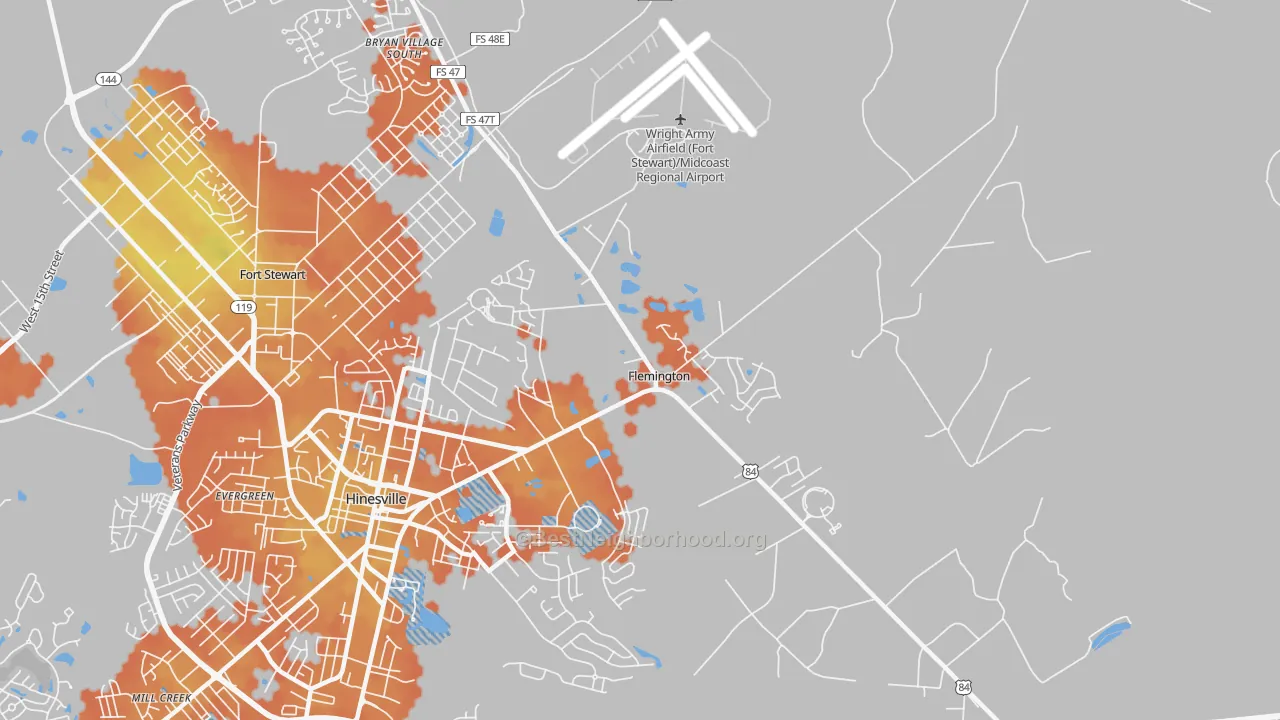 Bike Grade map of Flemington, GA