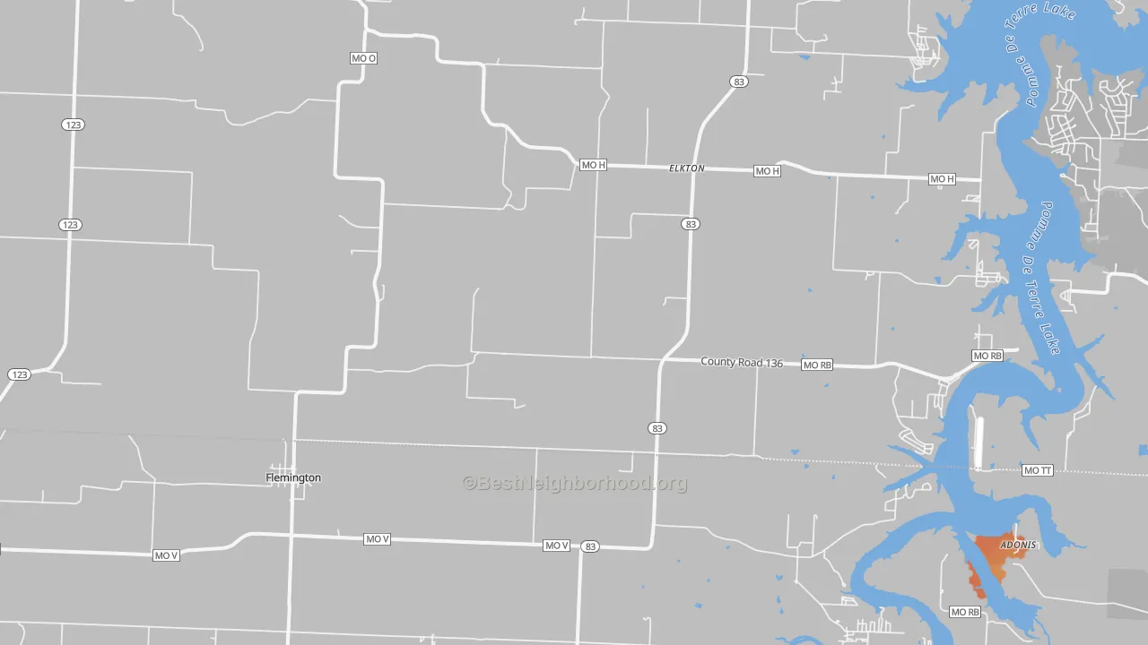 Bike Grade map of Flemington, MO