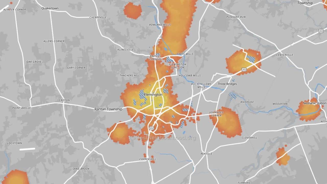 Bike Grade map of Flemington, NJ