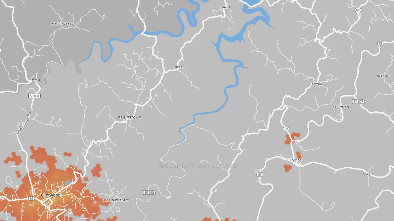 Bike Grade map of Flemingtown, VA