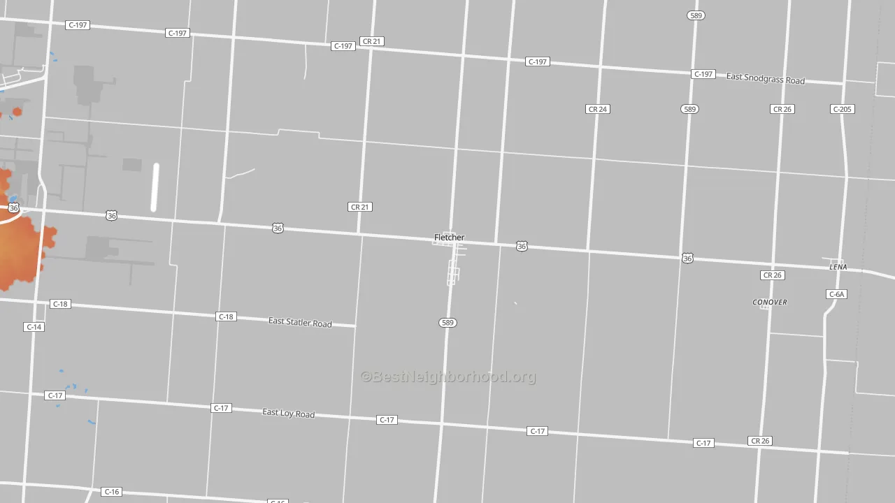 Bike Grade map of Fletcher, OH