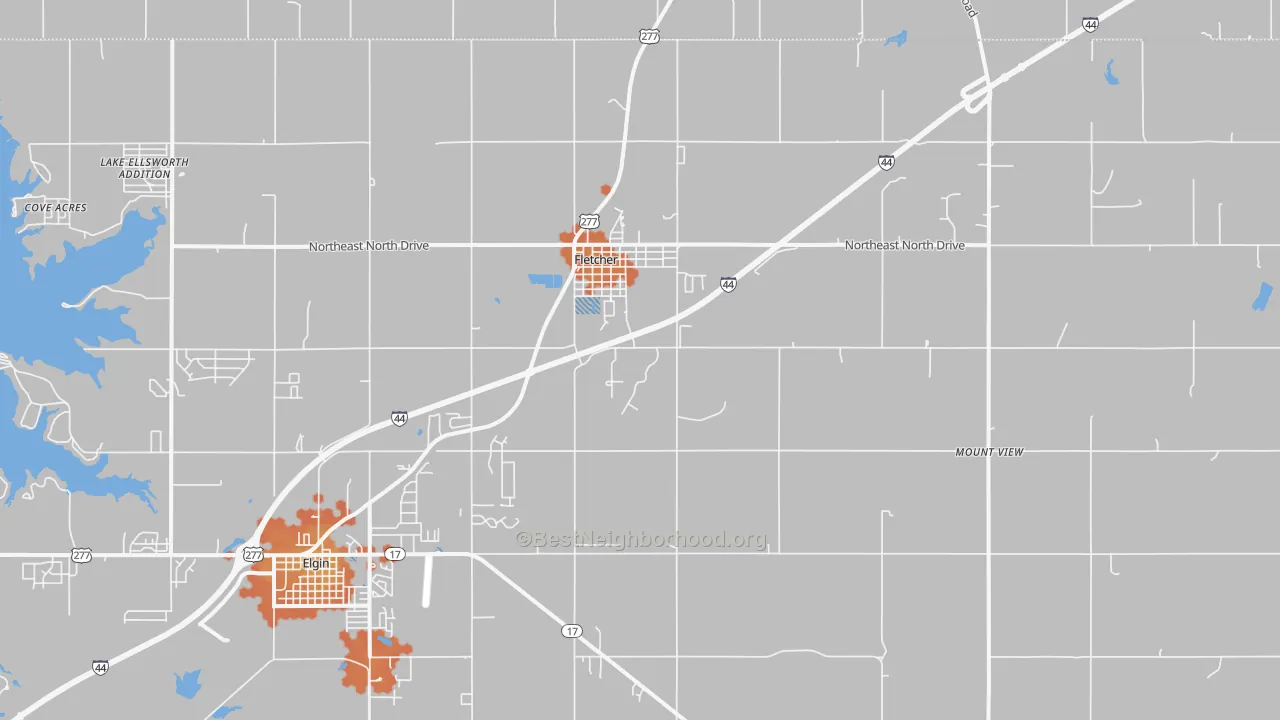 Bike Grade map of Fletcher, OK