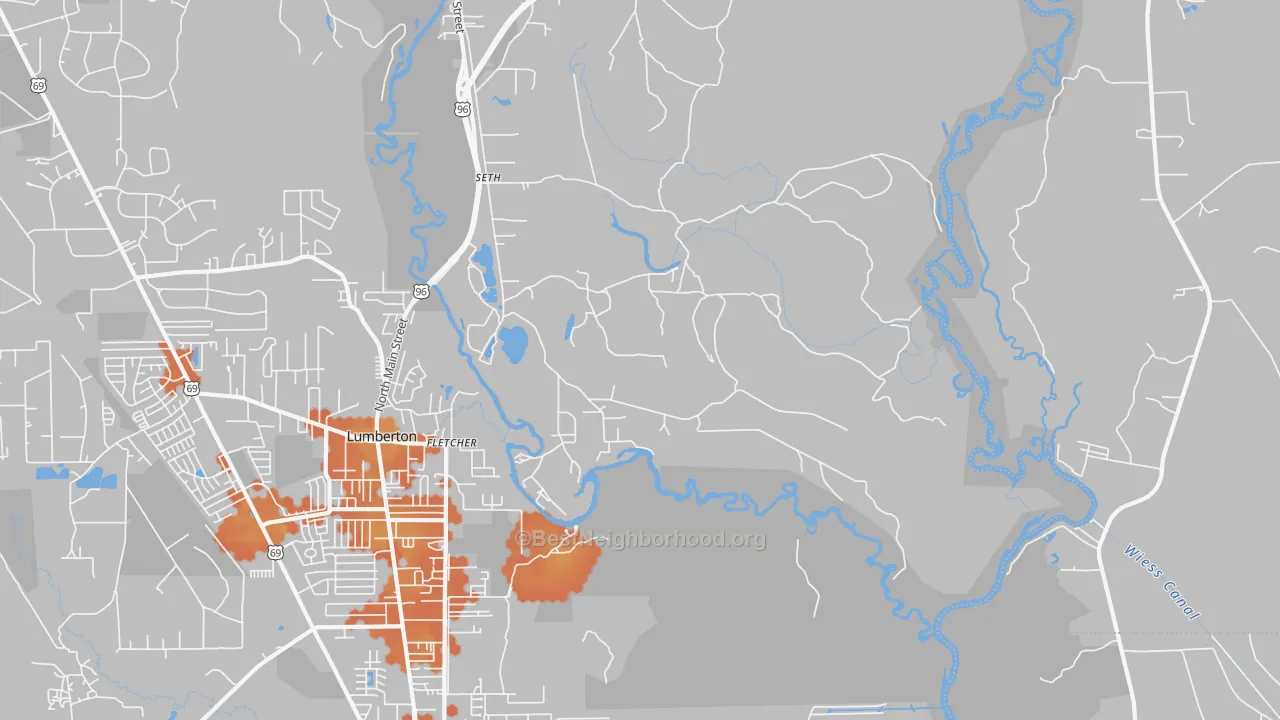 Bike Grade map of Fletcher, TX