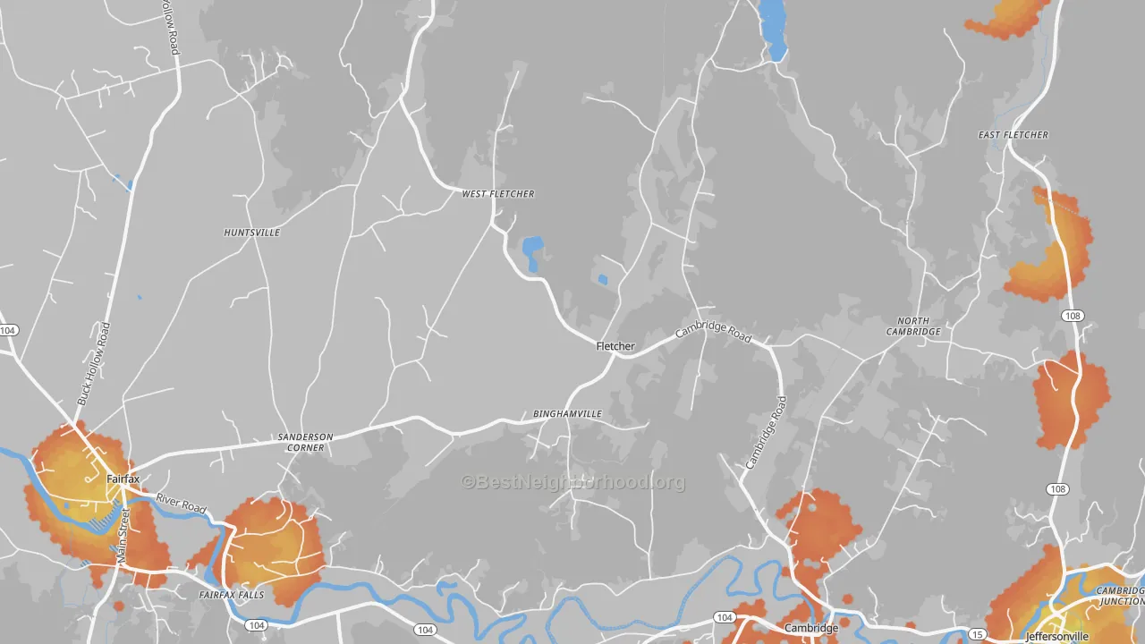 Bike Grade map of Fletcher, VT