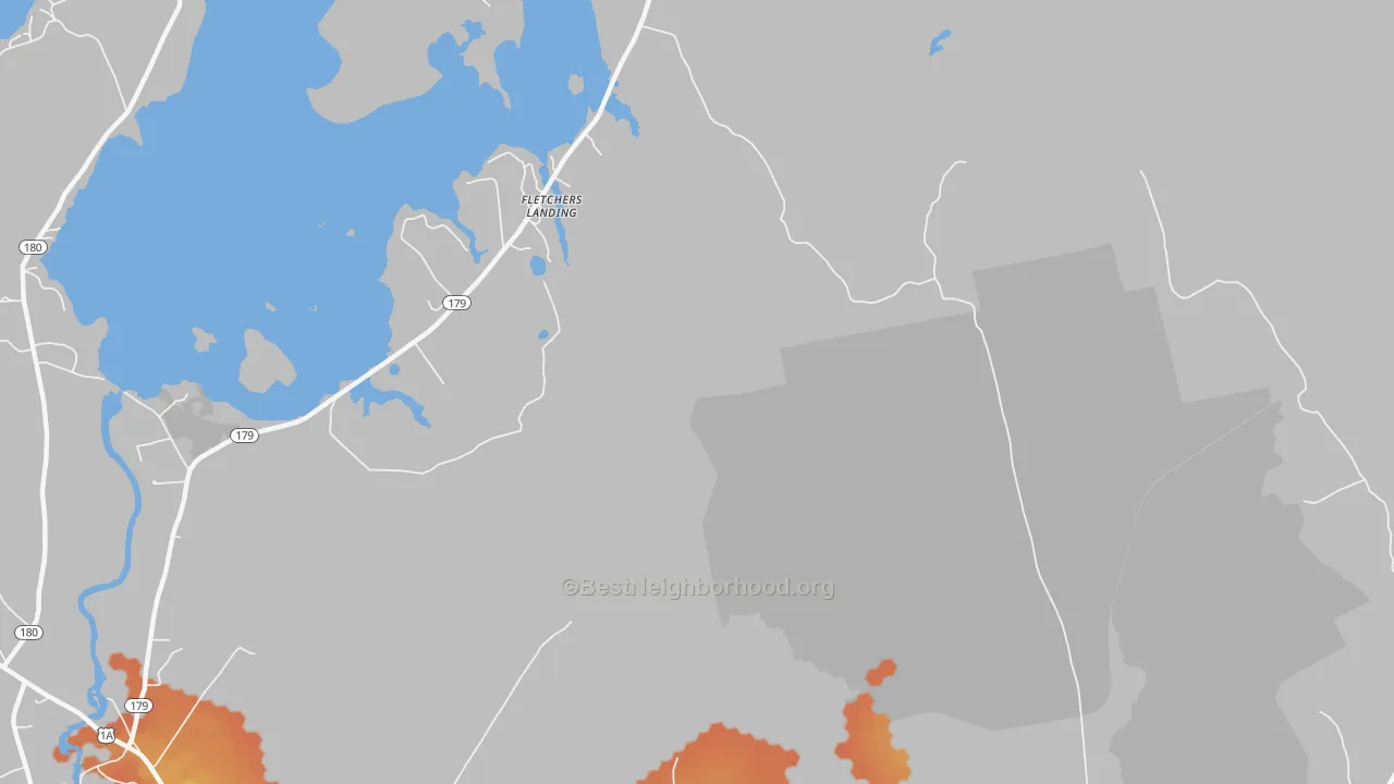 Bike Grade map of Fletchers Landing, ME