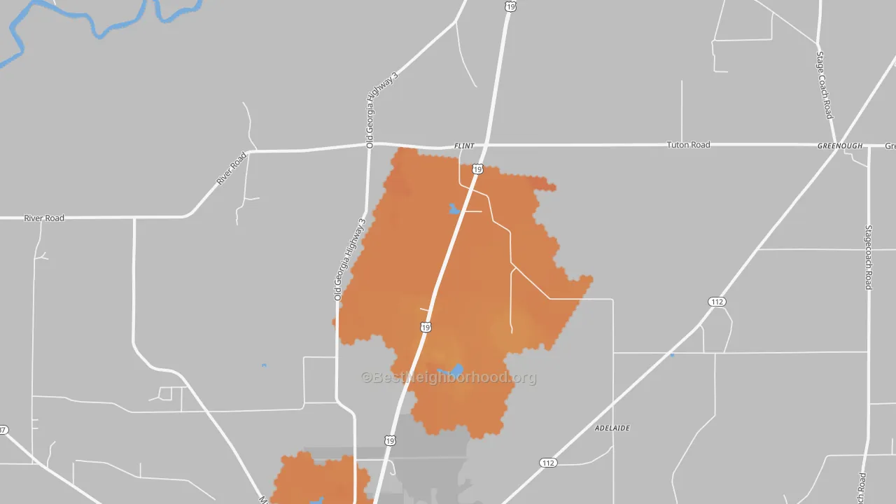 Bike Grade map of Flint, GA