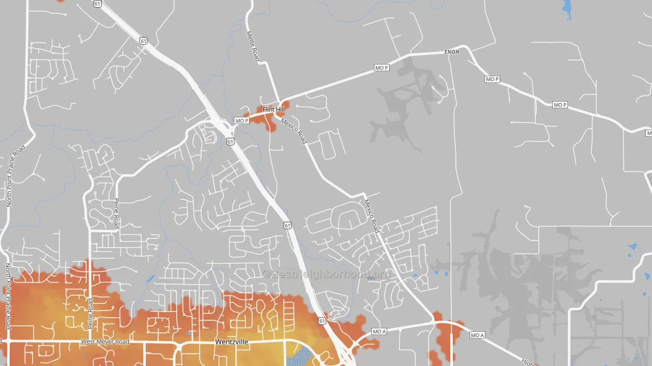Bike Grade map of Flint Hill, MO