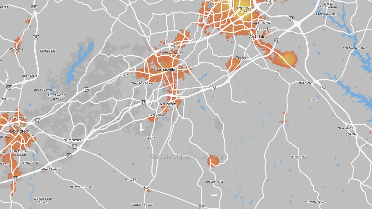 Bike Grade map of Flint Hill, NC