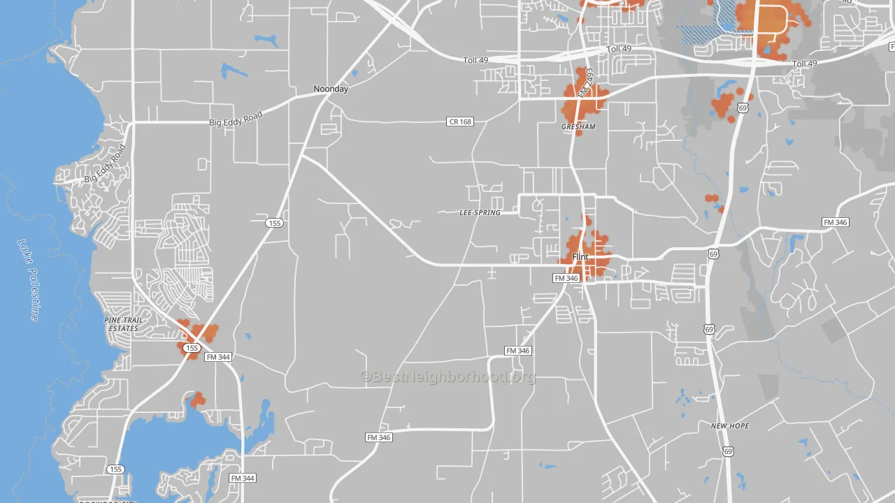 Bike Grade map of Flint, TX