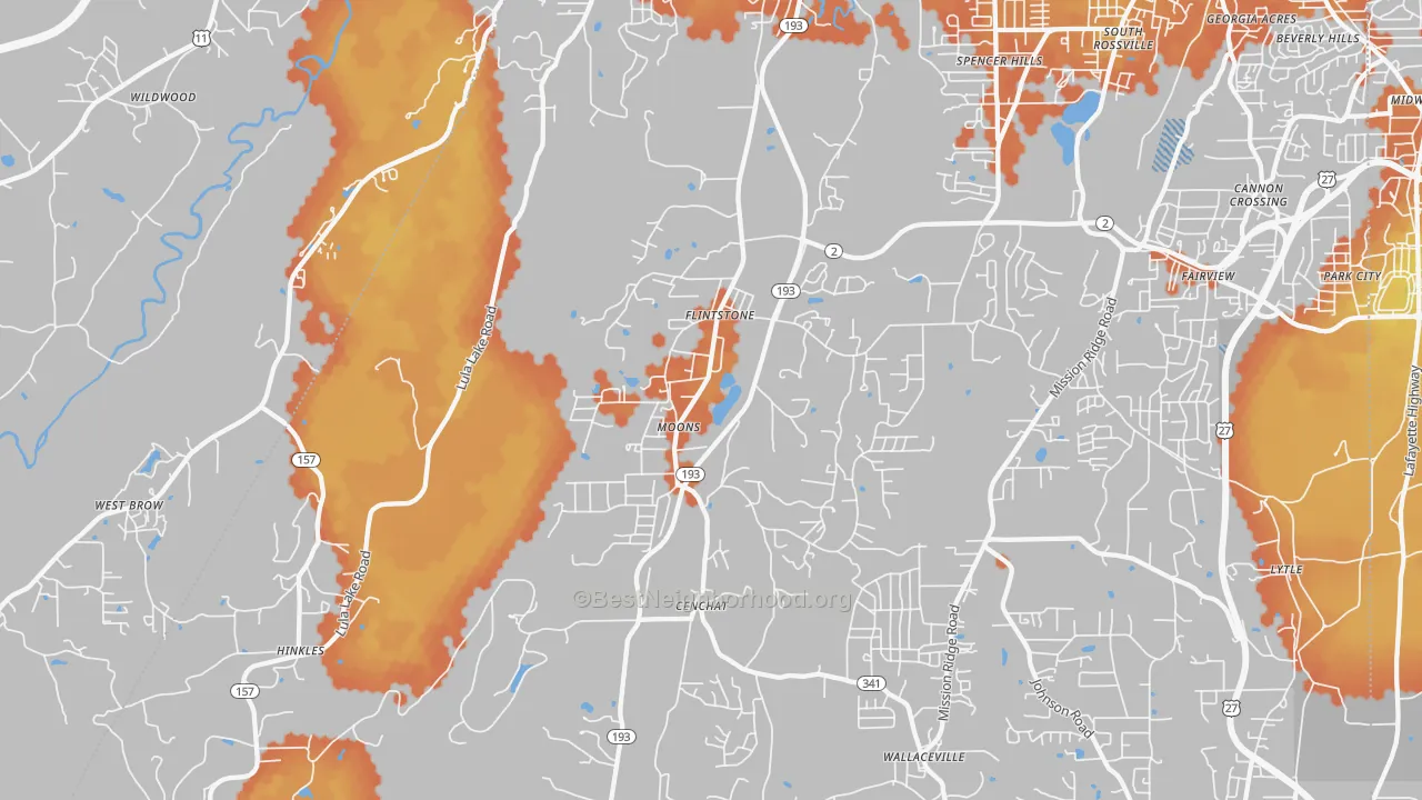 Bike Grade map of Flintstone, GA