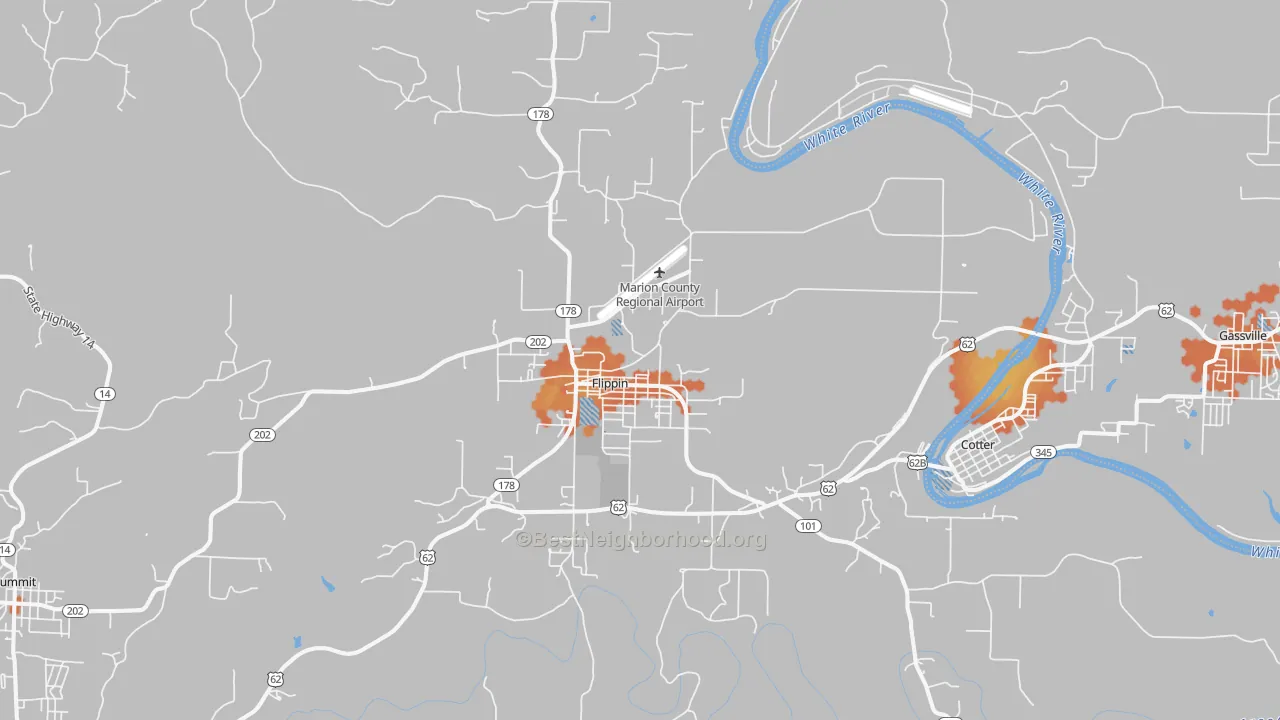 Bike Grade map of Flippin, AR