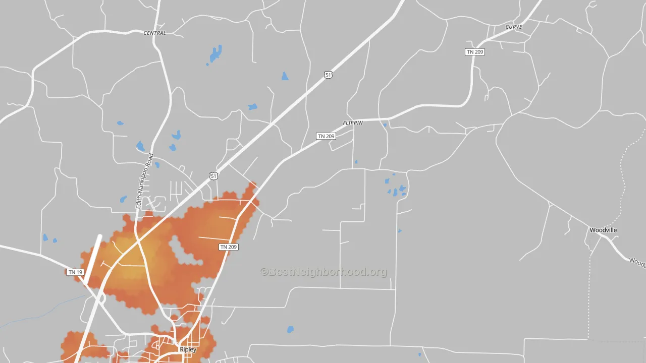 Bike Grade map of Flippin, TN