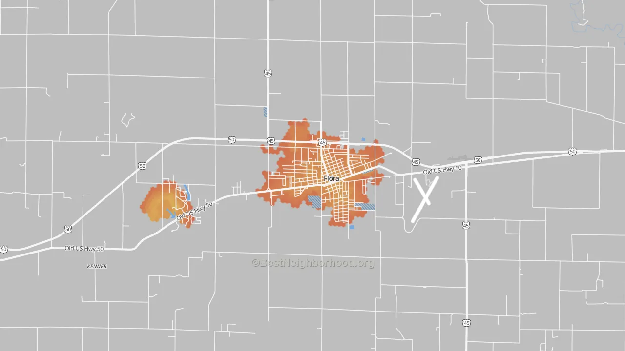 Bike Grade map of Flora, IL