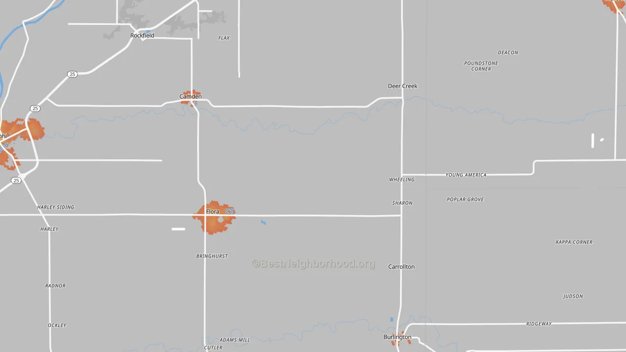 Bike Grade map of Flora, IN