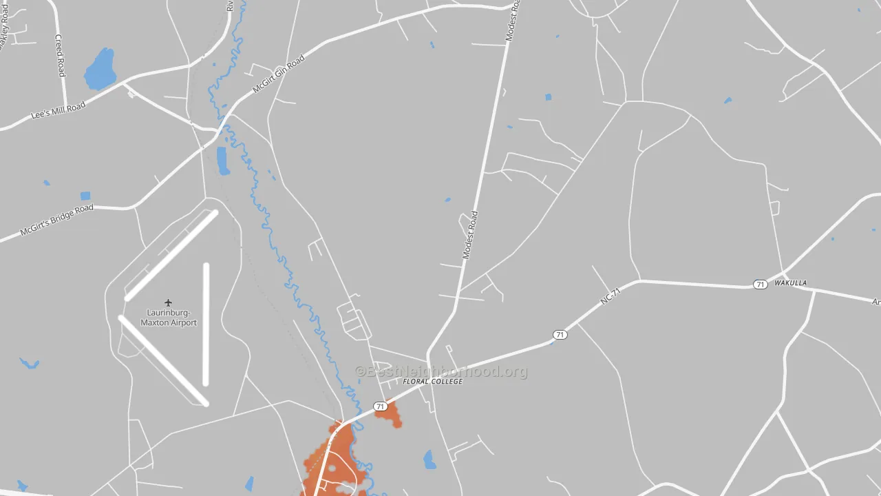 Bike Grade map of Floral College, NC