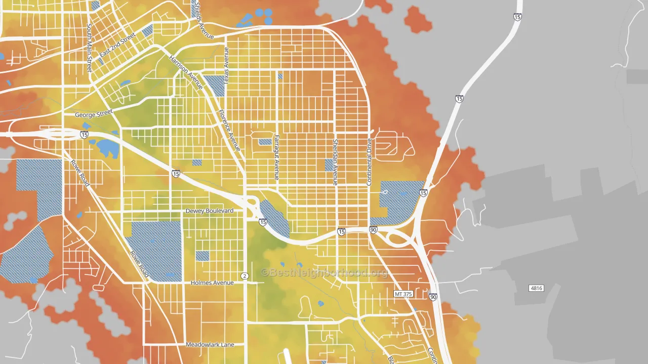 Bike Grade map of Floral Park, Butte, MT