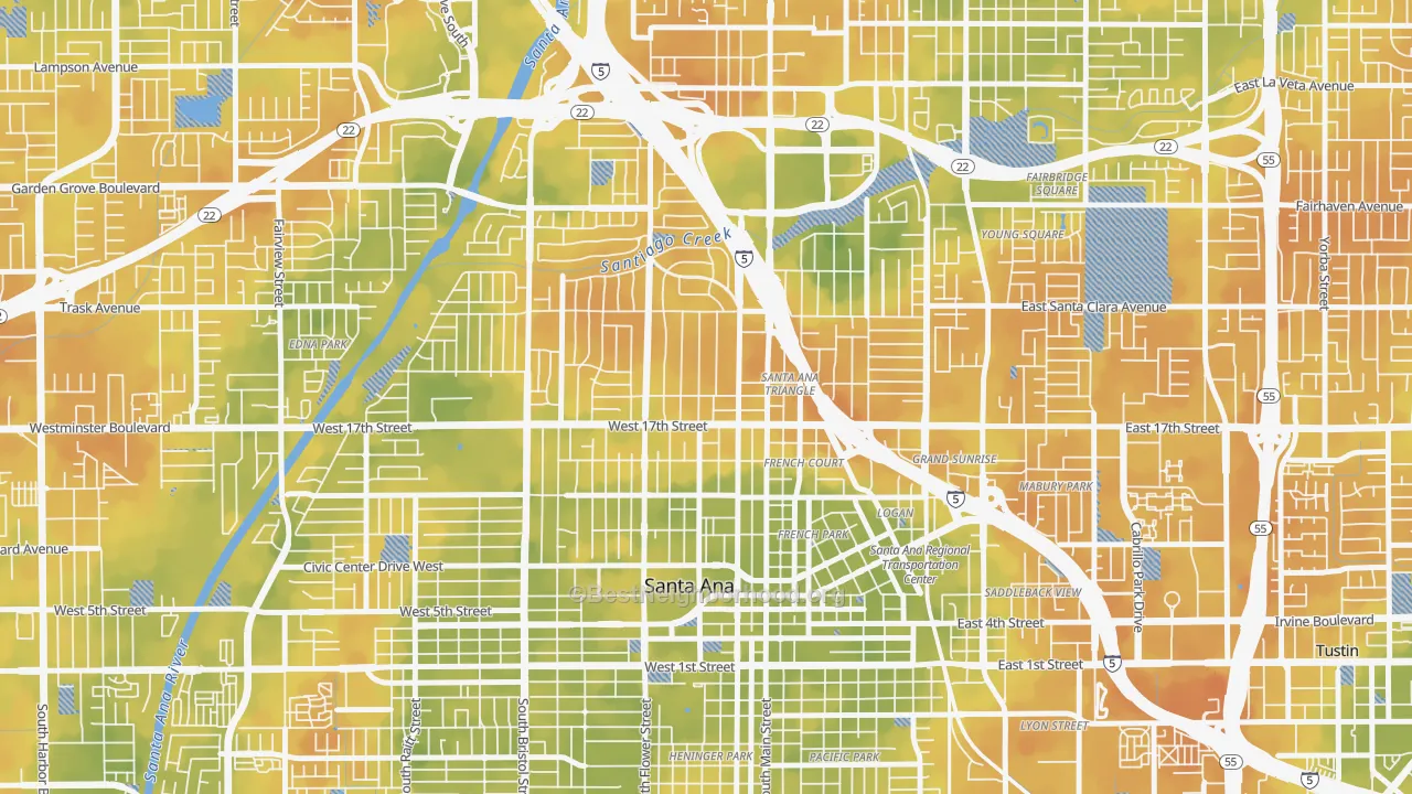Bike Grade map of Floral Park, Santa Ana, CA