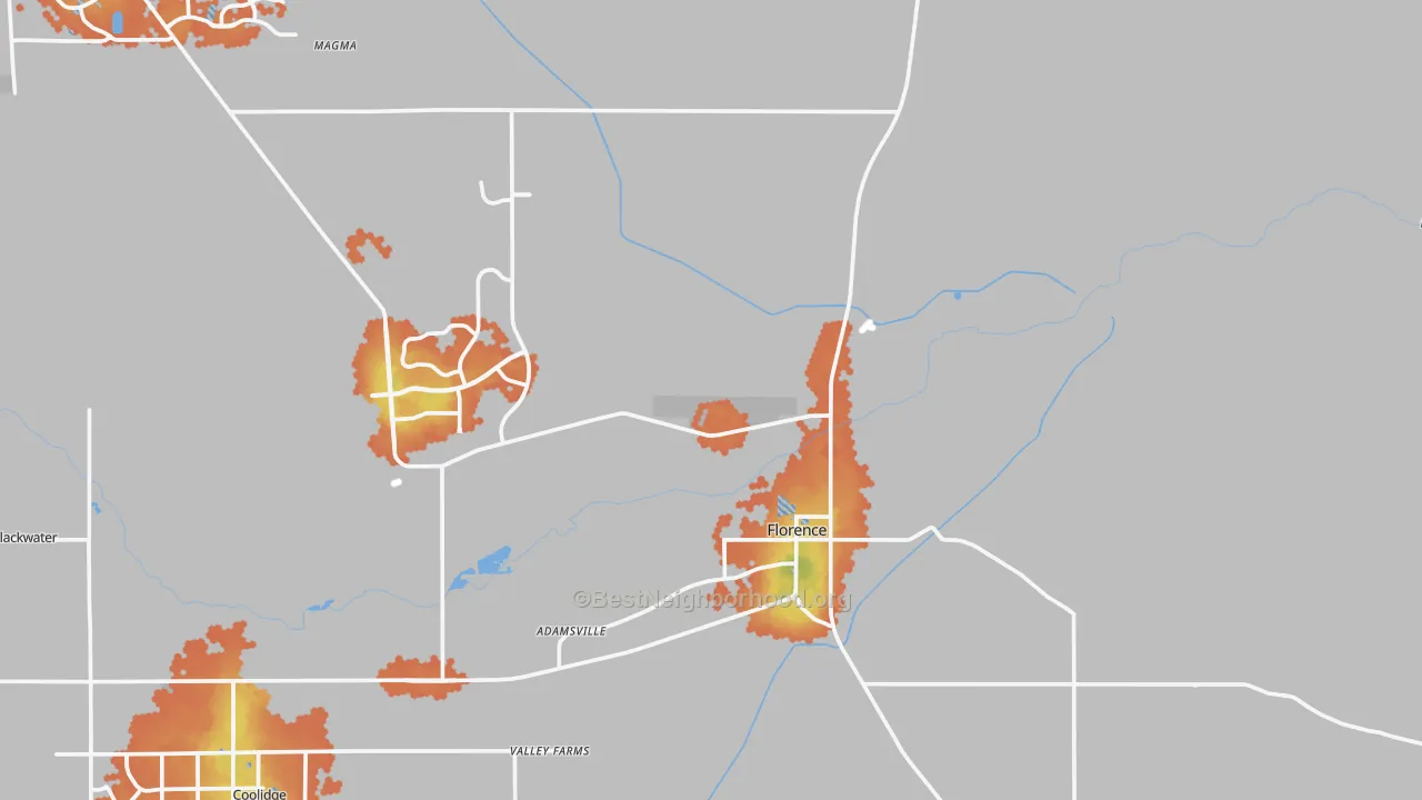 Bike Grade map of Florence, AZ
