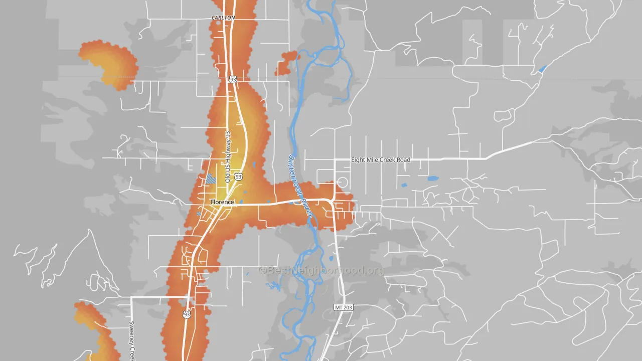 Bike Grade map of Florence, MT