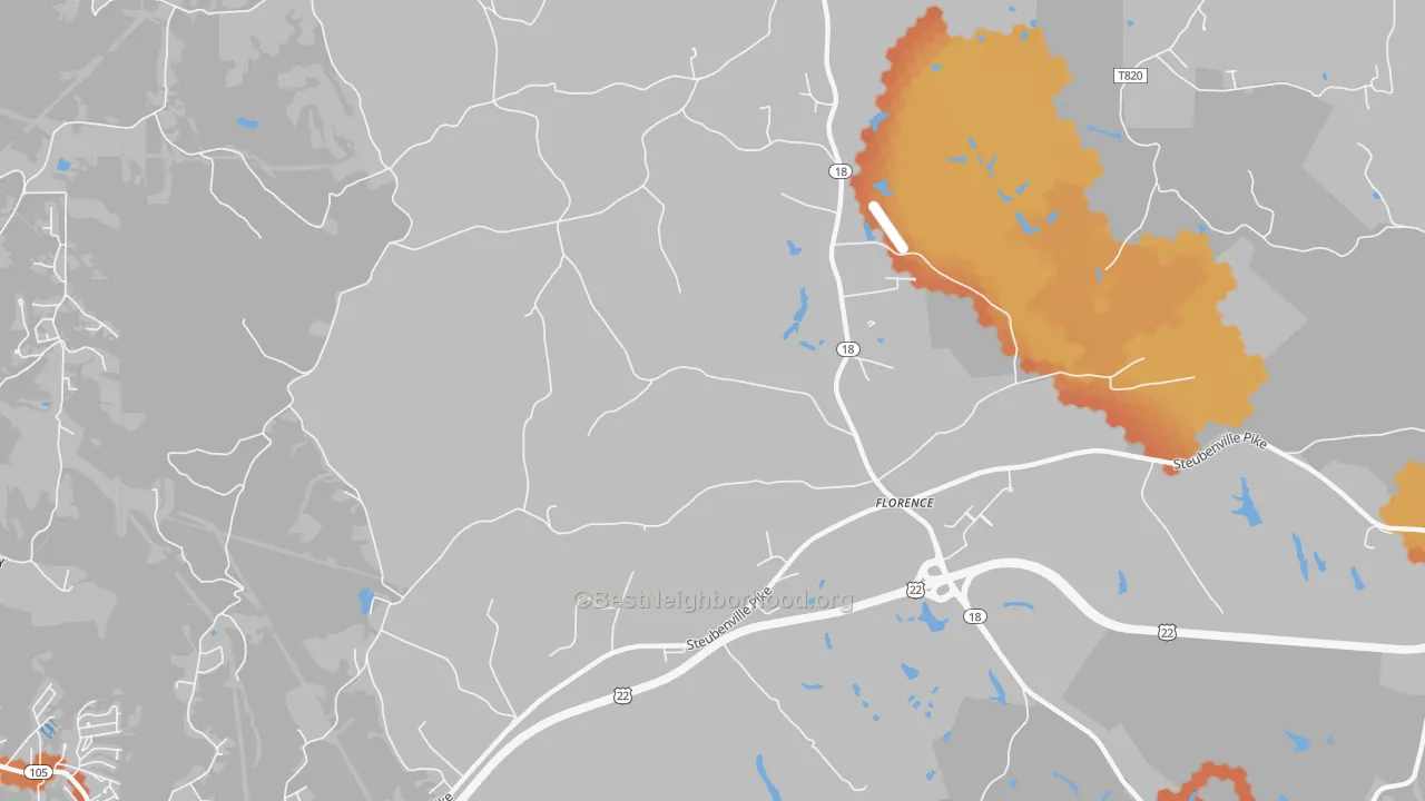 Bike Grade map of Florence, PA