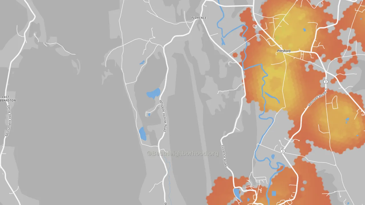 Bike Grade map of Florence, VT