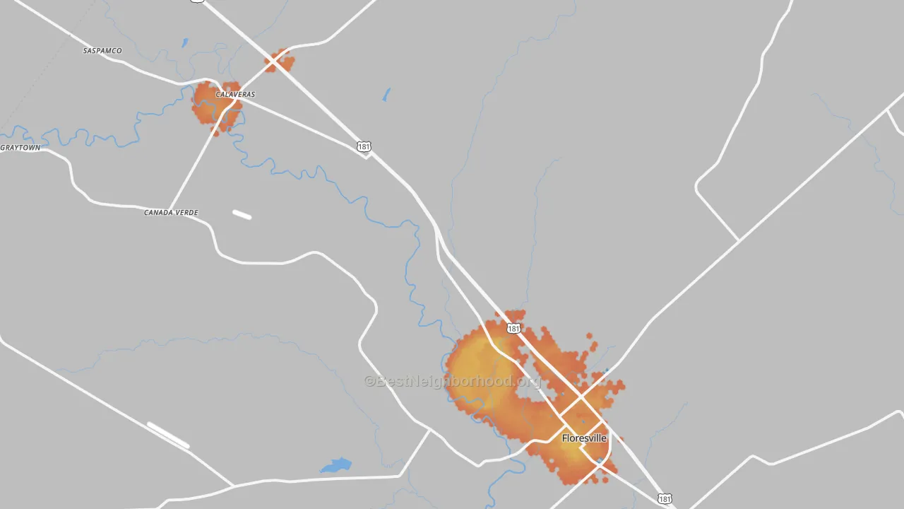Bike Grade map of Floresville, TX