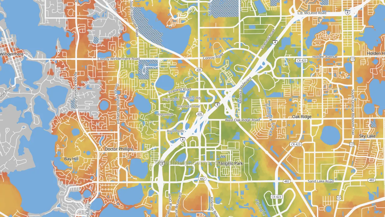 Bike Grade map of Florida Center, Orlando, FL
