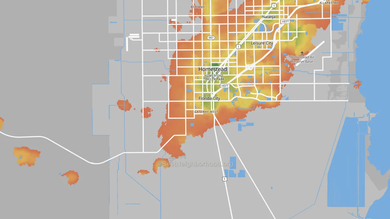 Bike Grade map of Florida City, FL