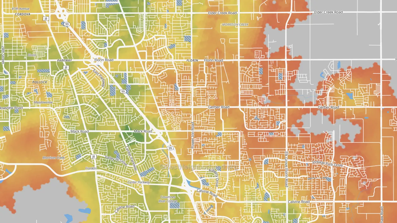 Bike Grade map of Florin, CA