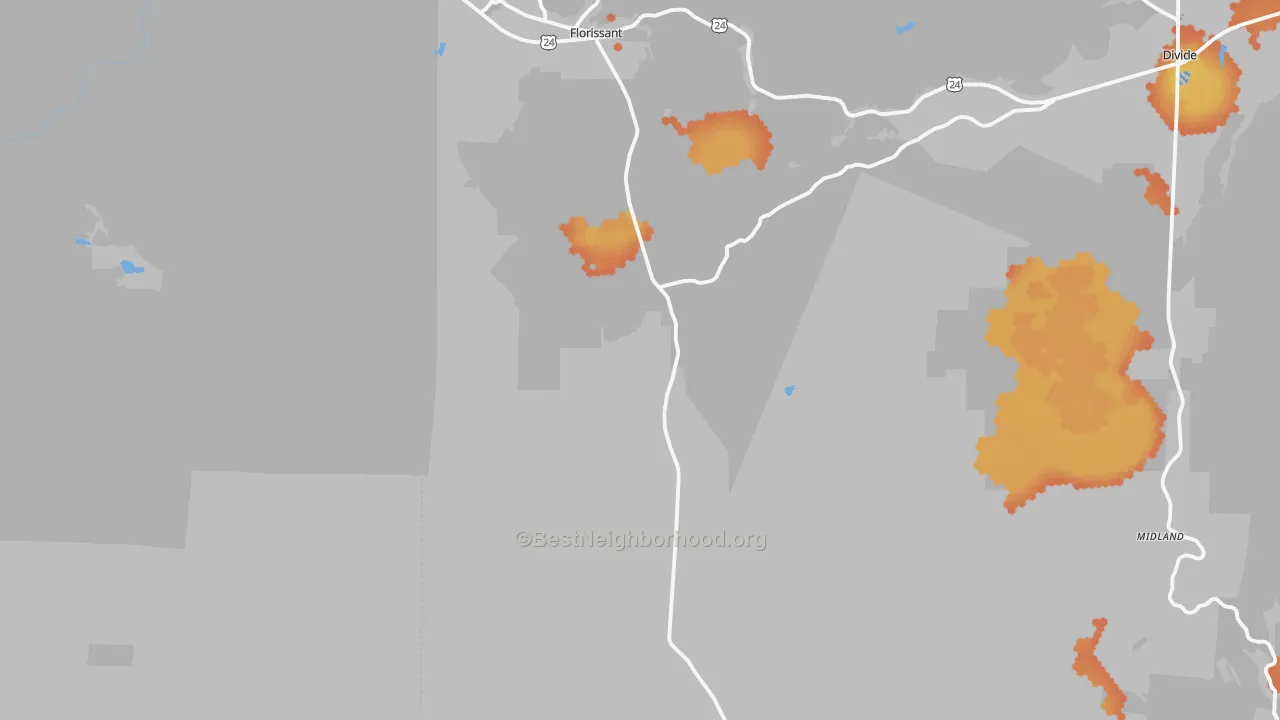Bike Grade map of Florissant, CO