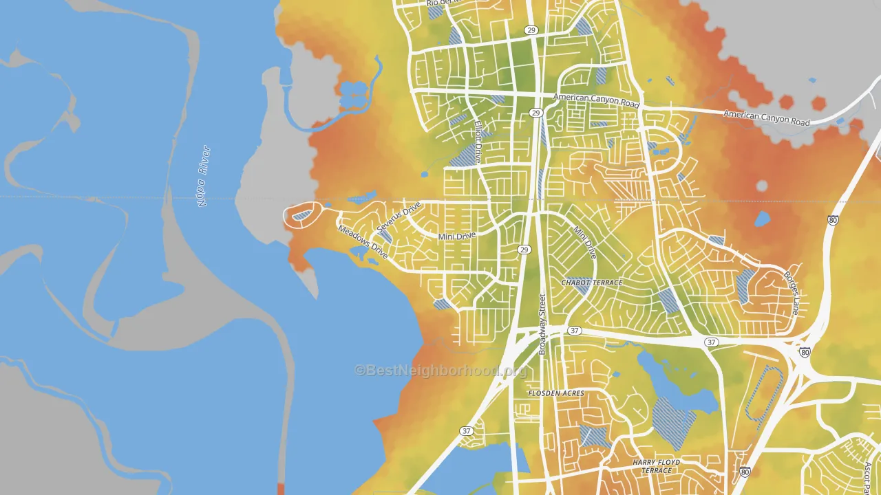 Bike Grade map of Flosden, Vallejo, CA