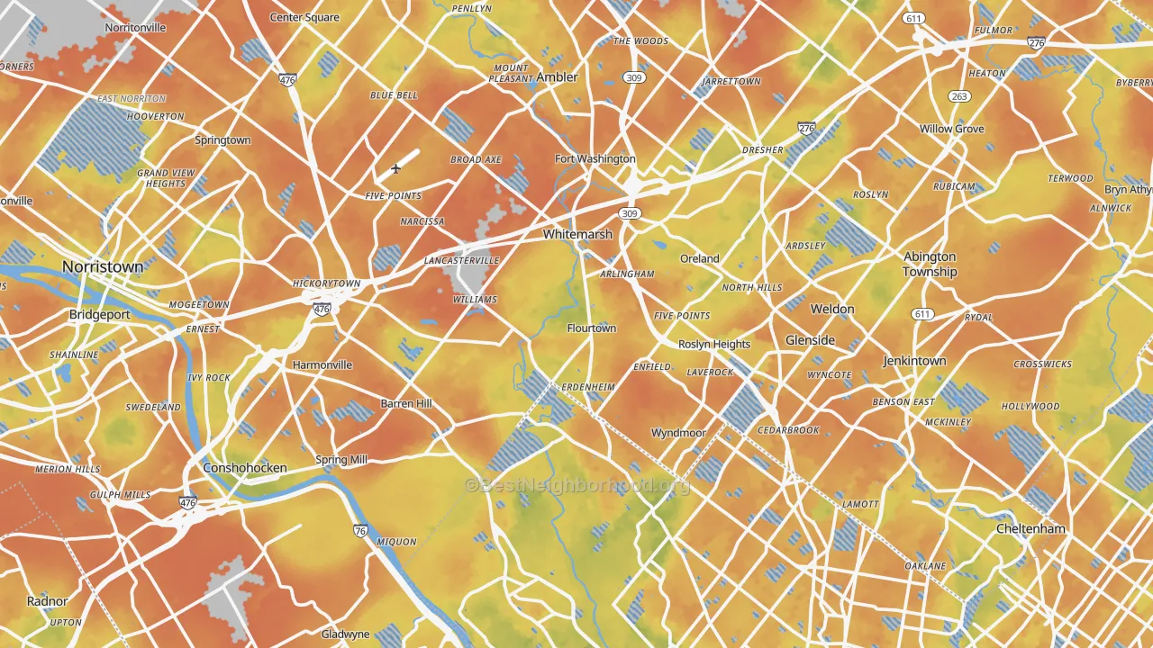 Bike Grade map of Flourtown, PA