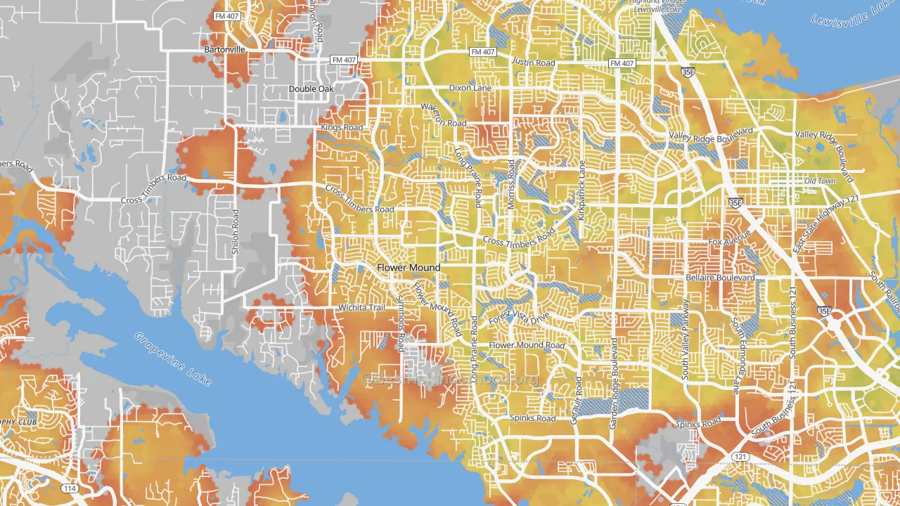 Bike Grade map of Flower Mound, TX