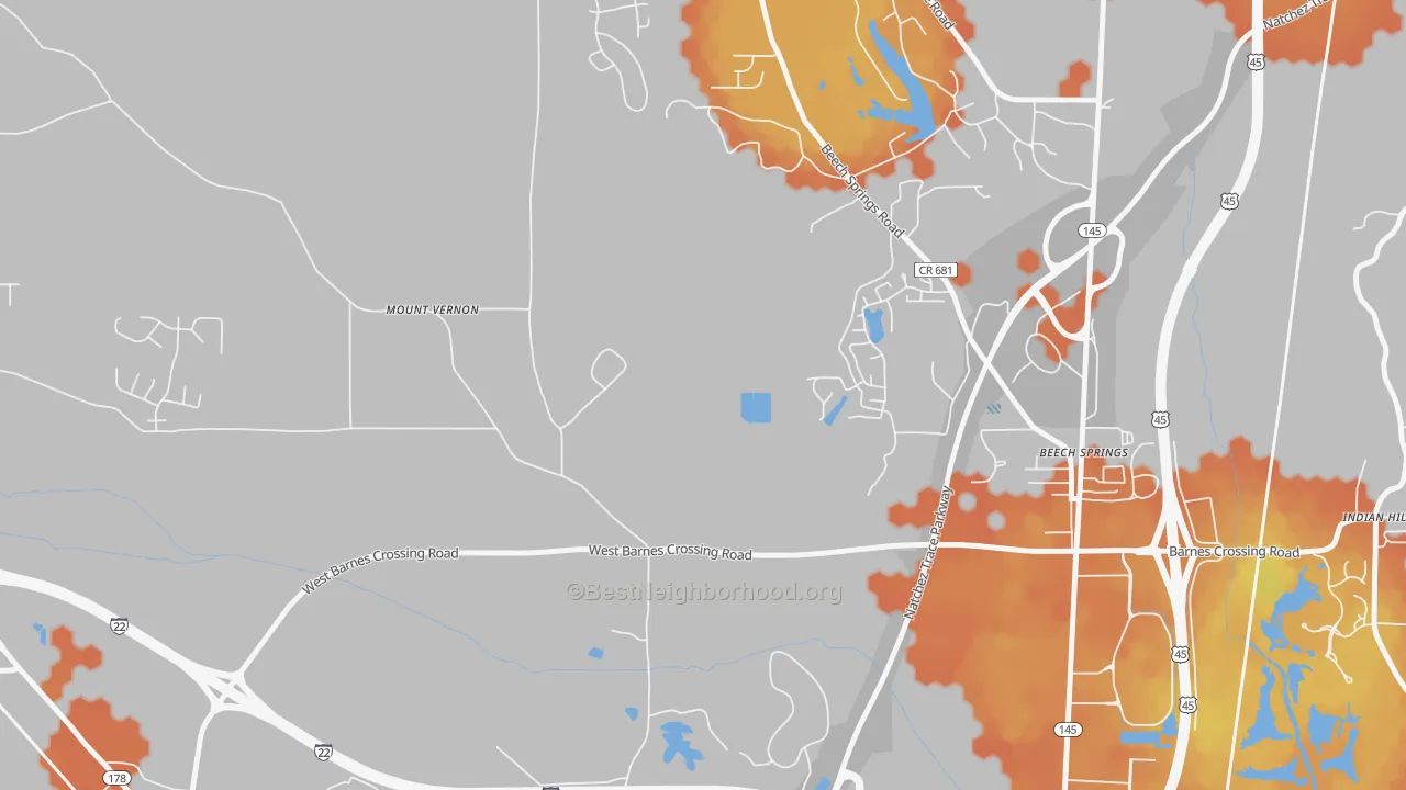 Bike Grade map of Flowerdale, MS