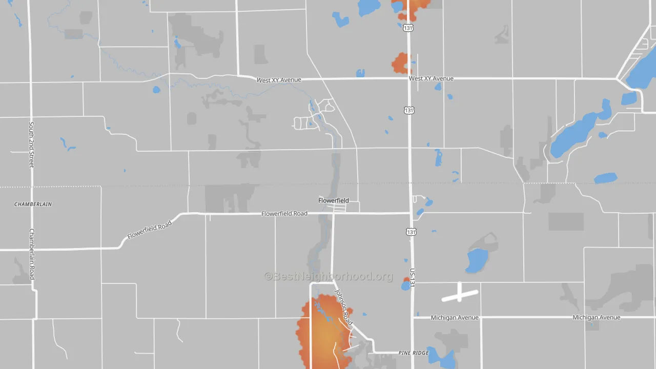 Bike Grade map of Flowerfield, MI