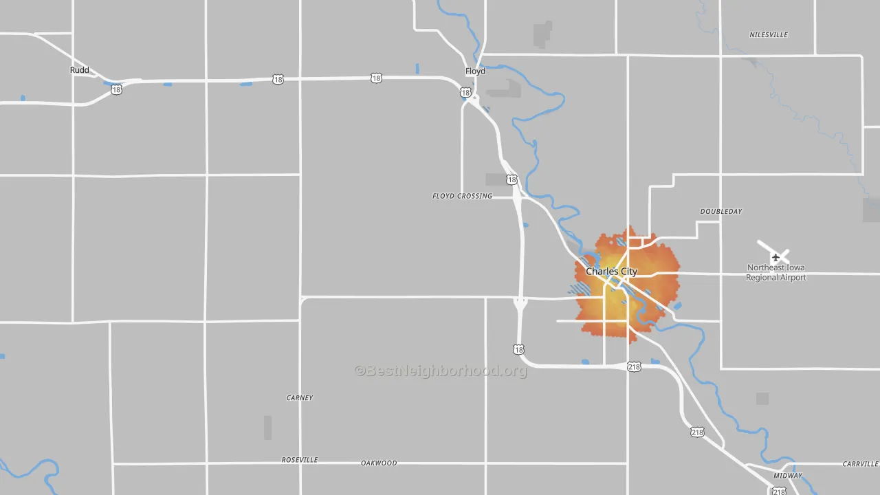 Bike Grade map of Floyd County, IA