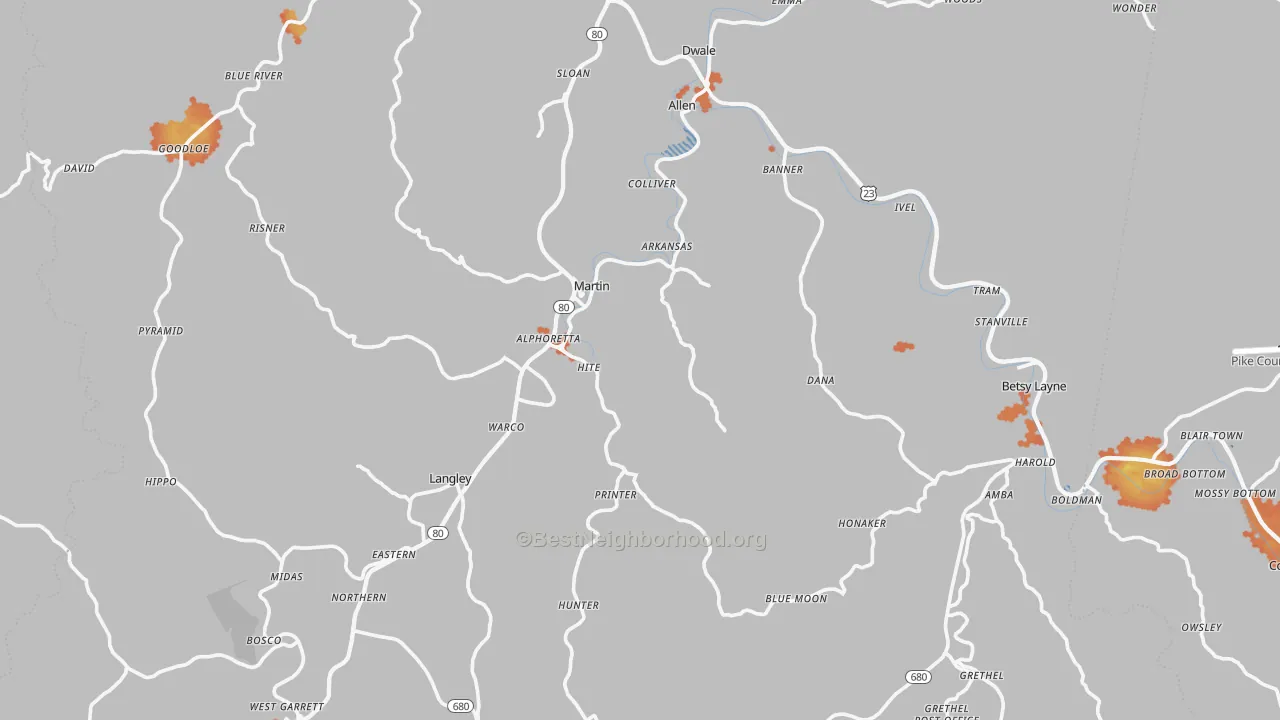 Bike Grade map of Floyd County, KY